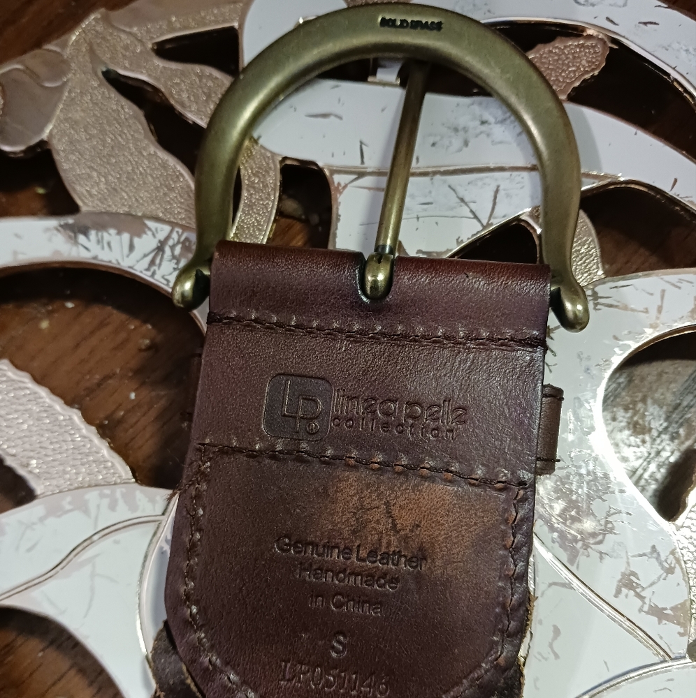 Linea Pelle brown woven wide belt leather Size Small,3" Brass Buckle,Nic… - Picture 11 of 12